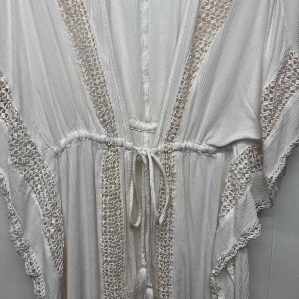 Elan Women's Embroidered Gauzy Bohemian Tunic Top Size Small Oversized Beachy - Picture 5 of 15